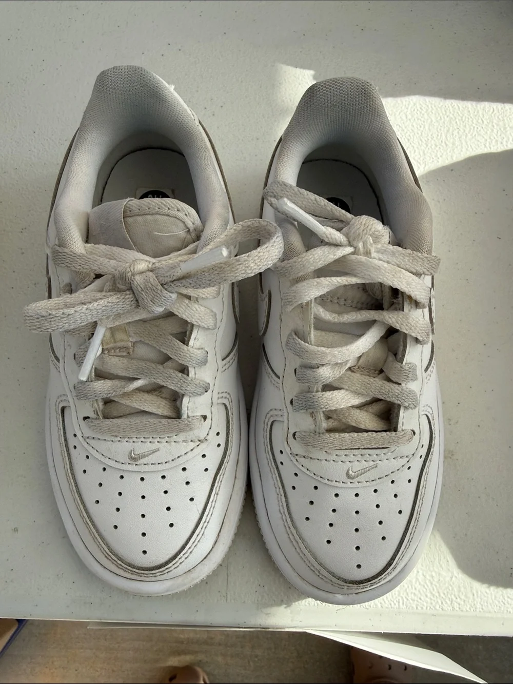 Kids White Low-Top Sneakers with Subtle Stitching